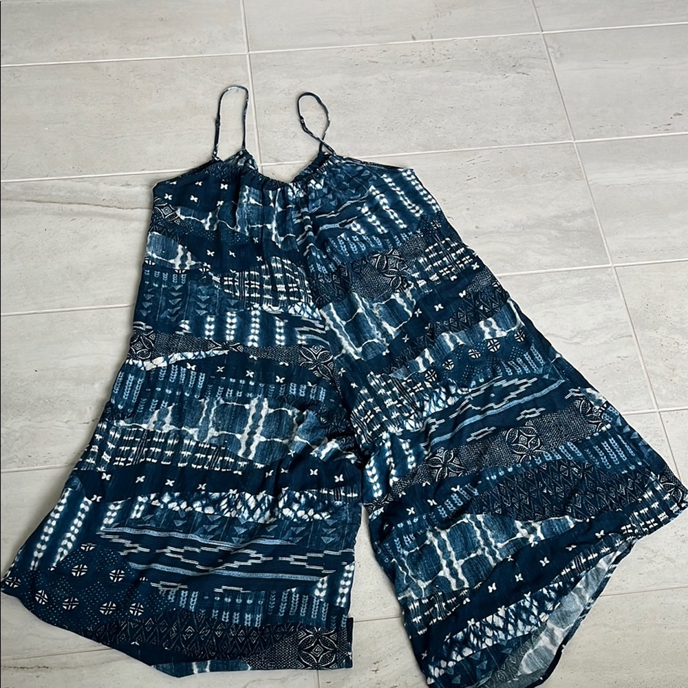 Tysa Blue Patterned Jumpsuit